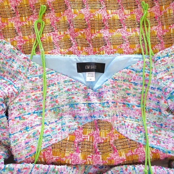 Kim Shui Twee Metallic Patchwork Tweed Mini Dress - Picture 4 of 10